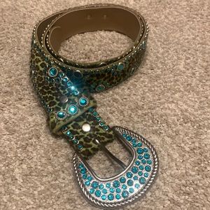 Kippy’s green Hair On Leopard Crystal Belt.